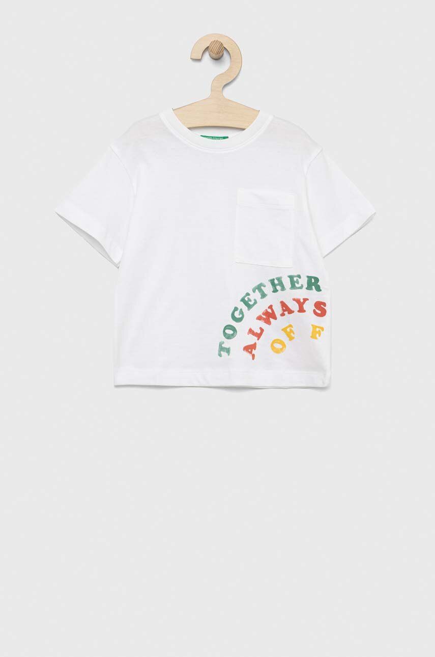 United Colors of Benetton tricou de bumbac pentru copii culoarea alb, modelator