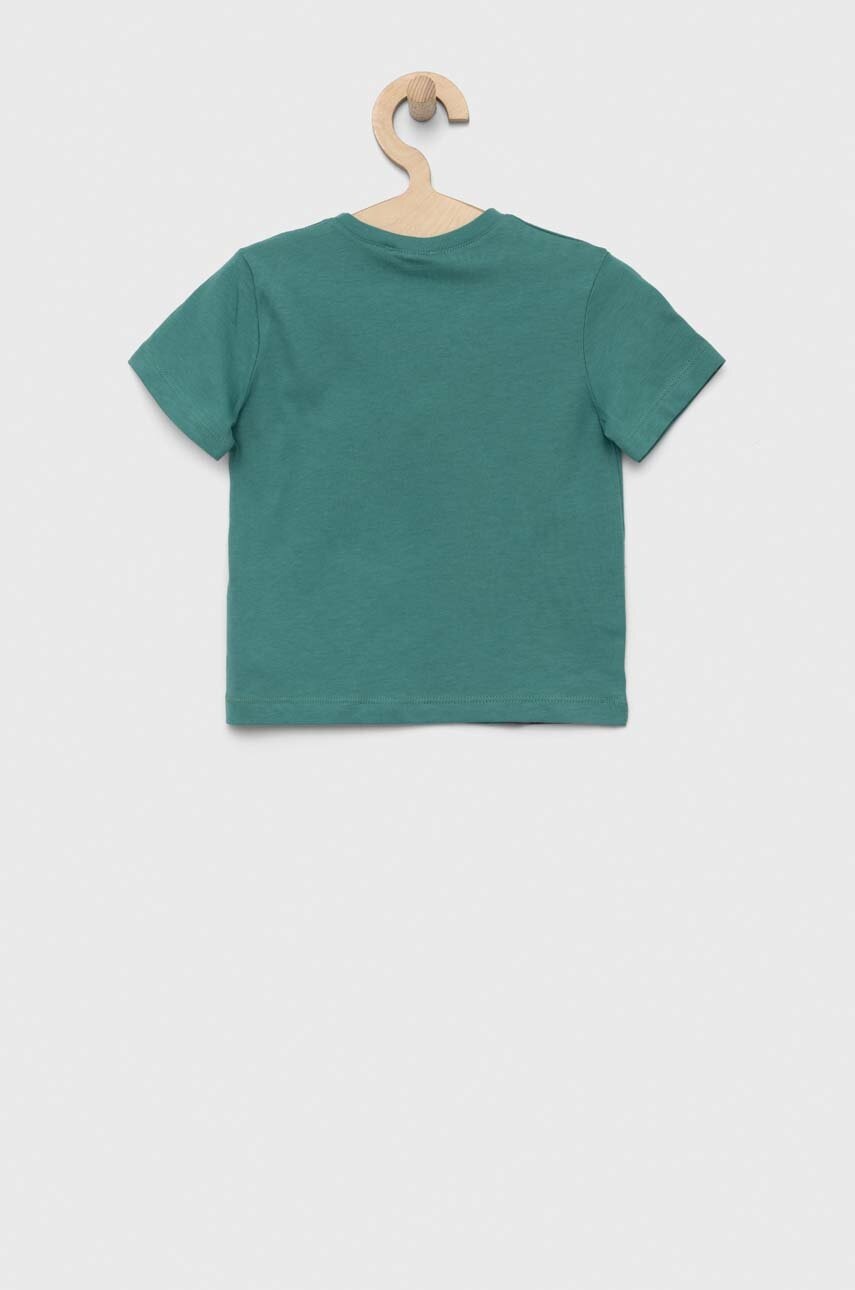 

Детская хлопковая футболка United Colors of Benetton цвет зелёный с принтом