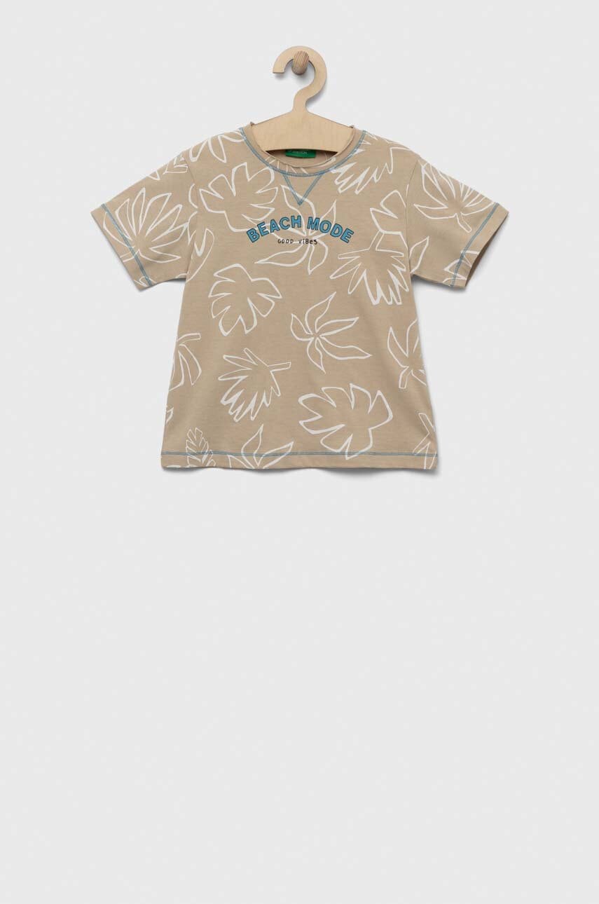 Детская хлопковая футболка United Colors of Benetton цвет бежевый узорная в Луцке Детская хлопковая футболка United Colors of Benetton цвет бежевый узорная в Луцке