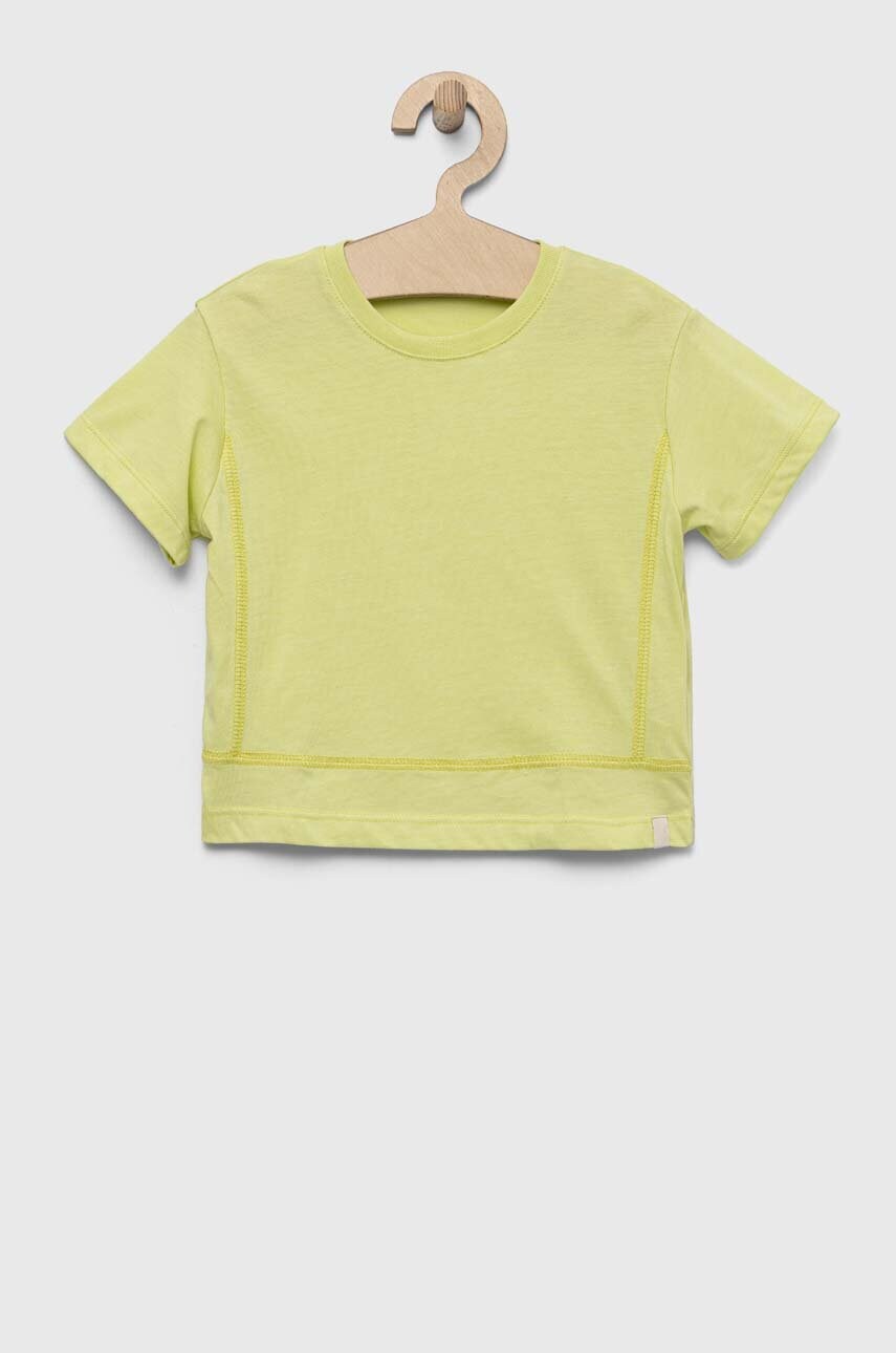 

Детска тениска United Colors of Benetton в зелено с изчистен дизайн, Зелен