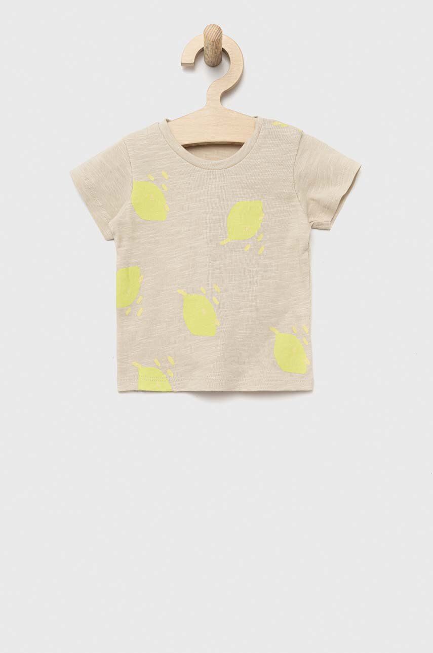 E-shop Bavlněné dětské tričko United Colors of Benetton béžová barva, s potiskem