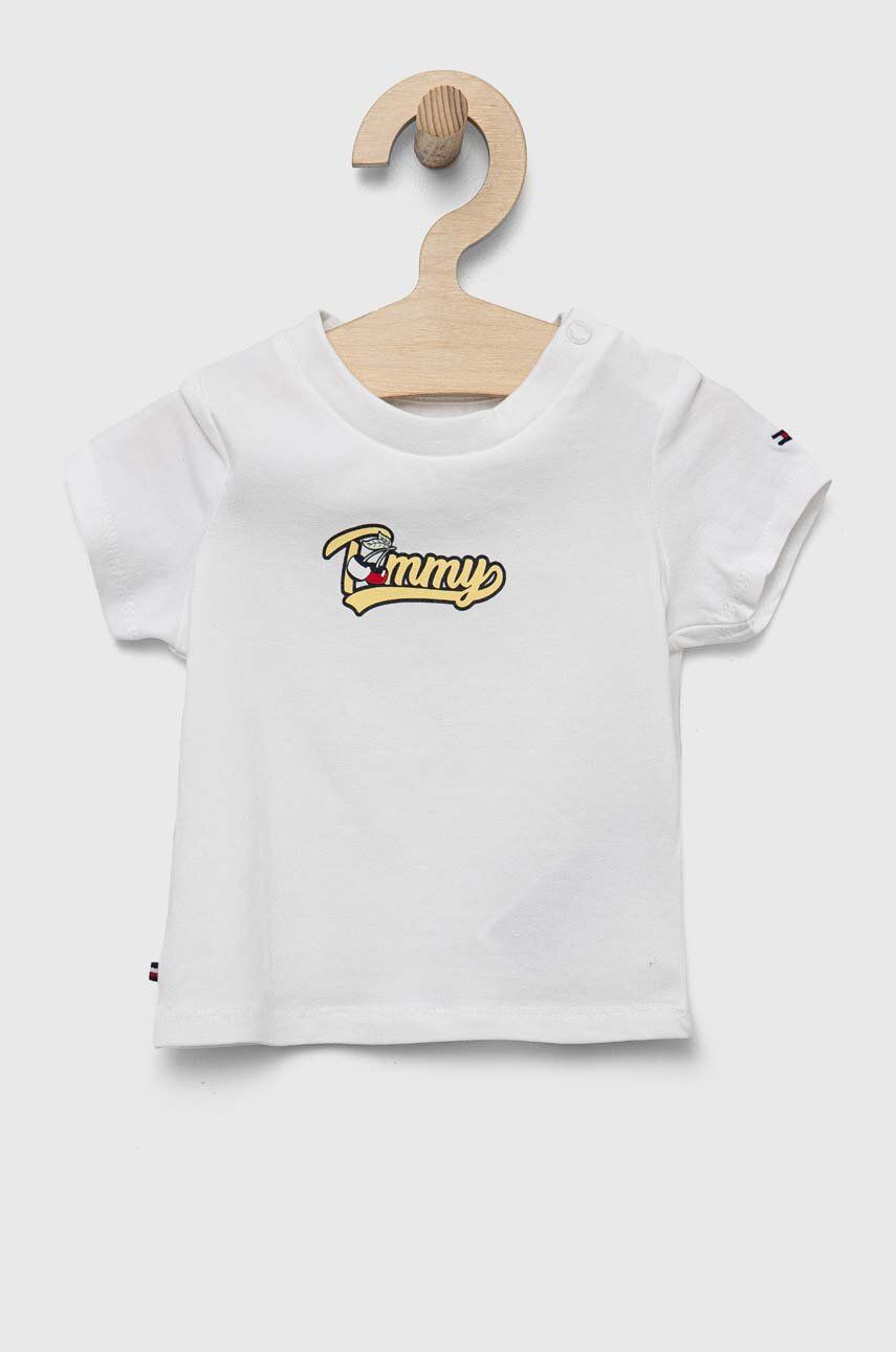 Levně Kojenecké tričko Tommy Hilfiger bílá barva, s potiskem