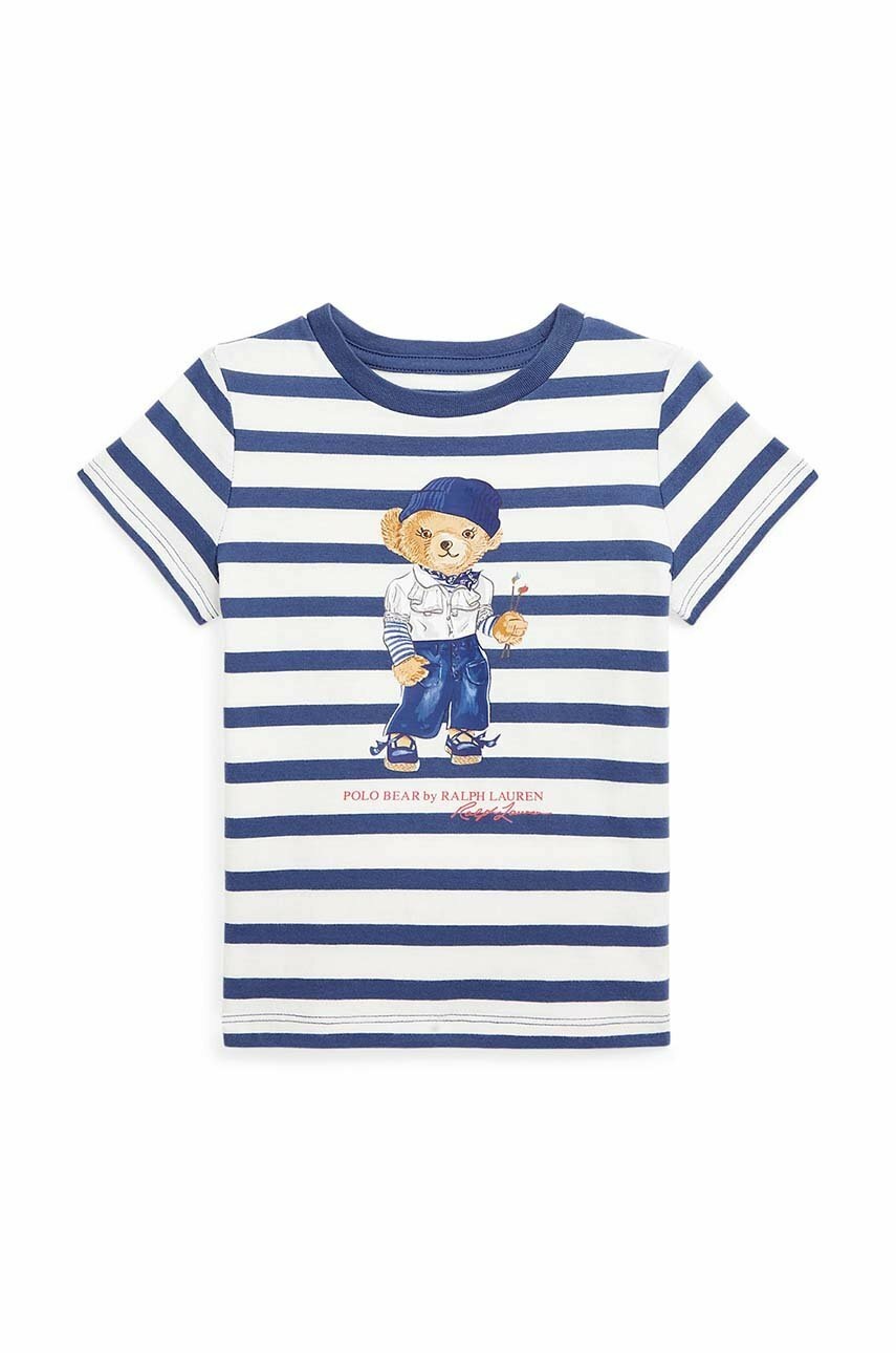 

Детска памучна тениска Polo Ralph Lauren в тъмносиньо с десен, Тъмносин