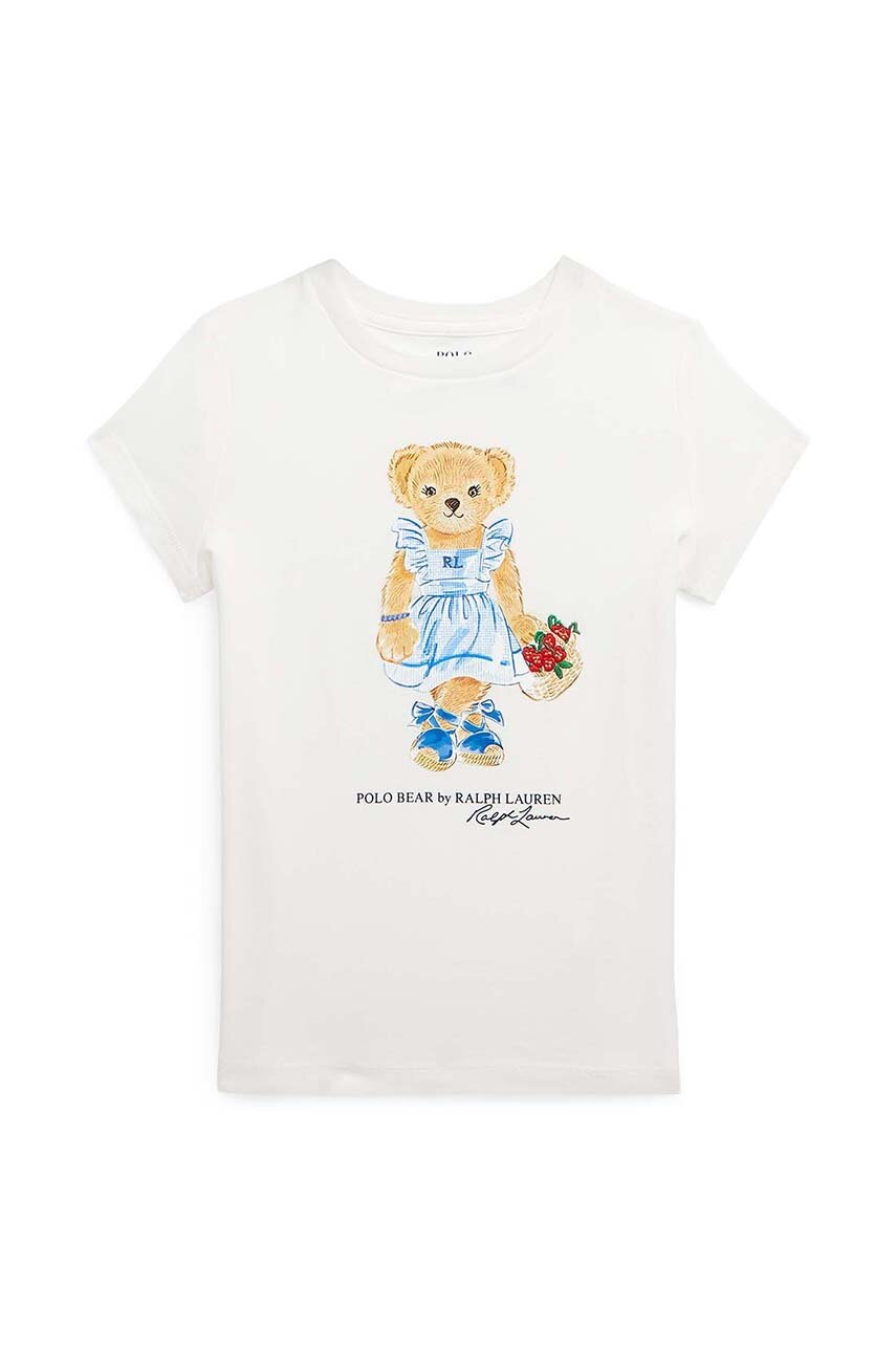 

Детская хлопковая футболка Polo Ralph Lauren цвет бежевый с принтом