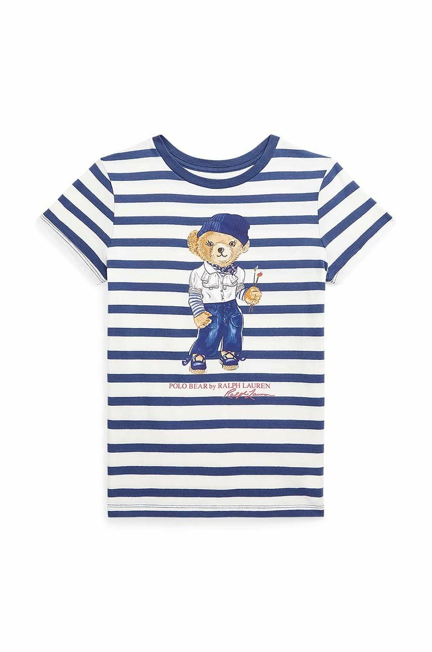 

Дитяча бавовняна футболка Polo Ralph Lauren колір синій візерунок