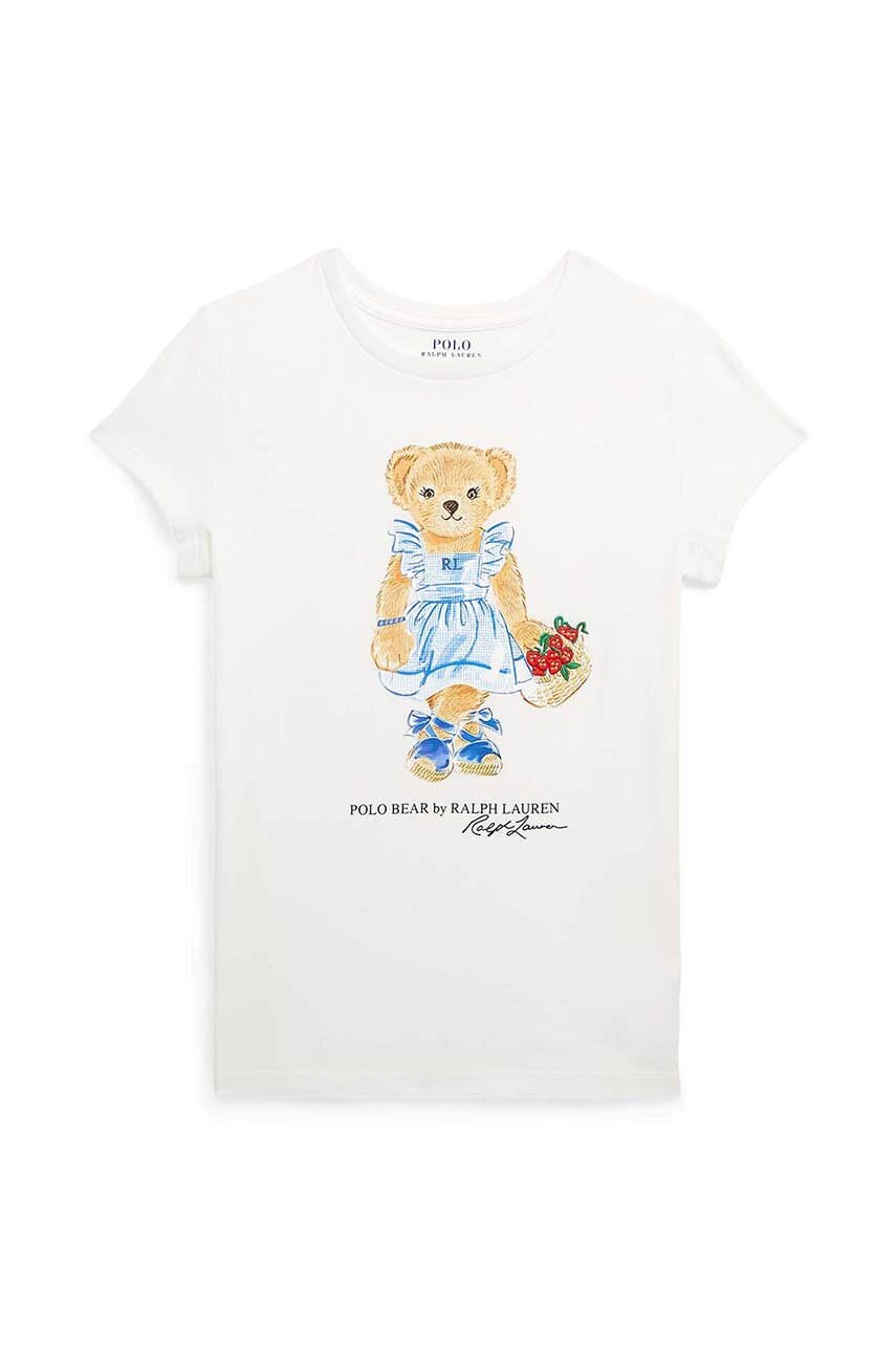

Дитяча бавовняна футболка Polo Ralph Lauren колір бежевий з принтом