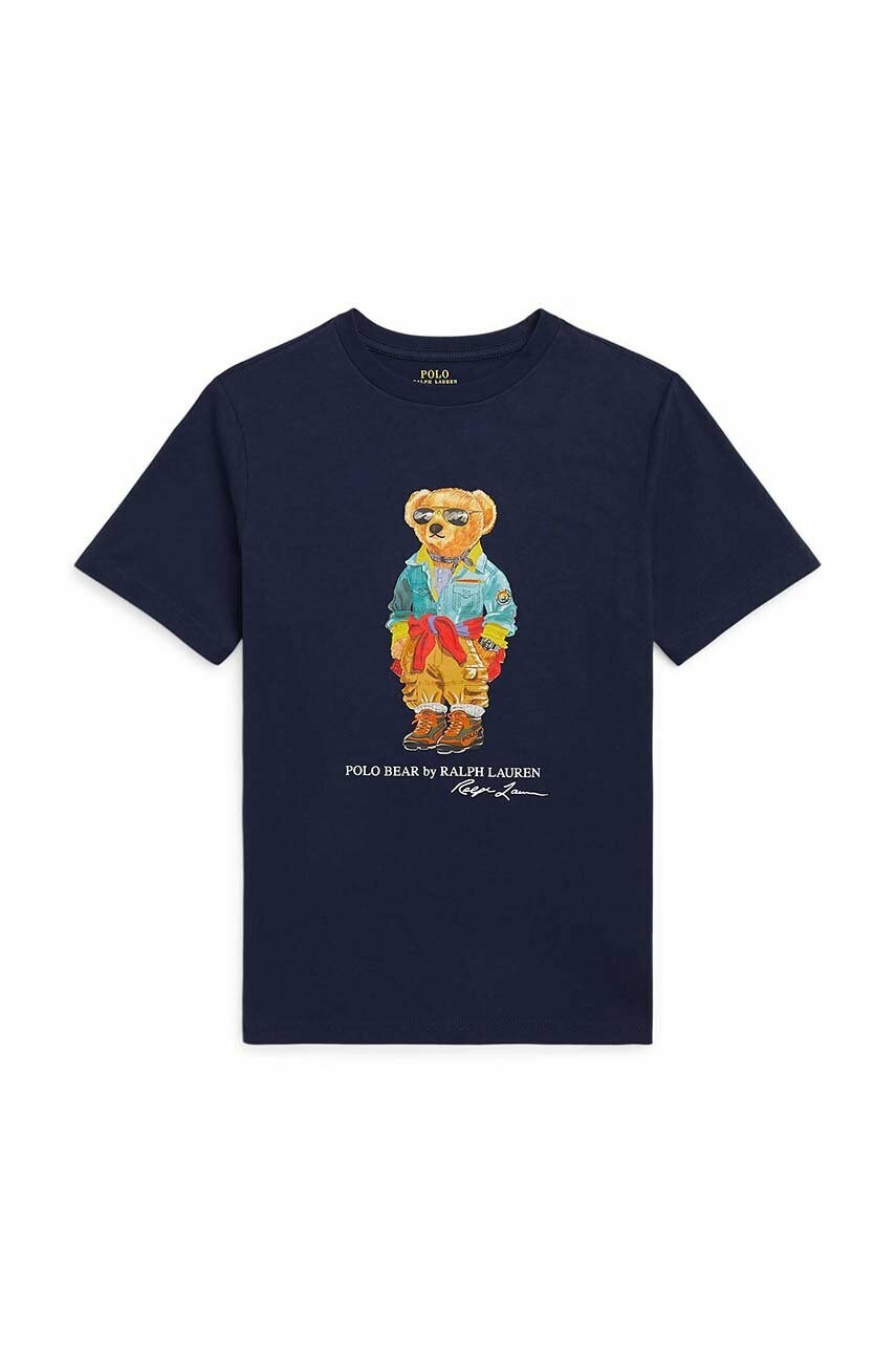

Детска памучна тениска Polo Ralph Lauren в тъмносиньо с принт, Тъмносин