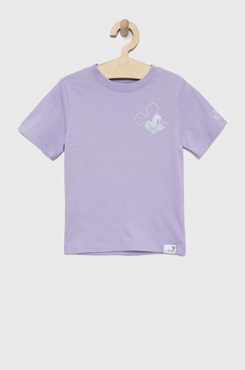 Dětské bavlněné tričko GAP x Disney fialová barva, s potiskem - fialová -  100 % Bavlna
