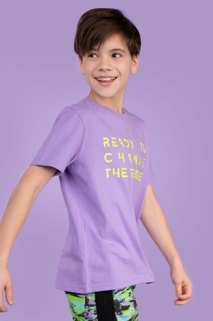 Coccodrillo tricou de bumbac pentru copii culoarea violet, cu imprimeu