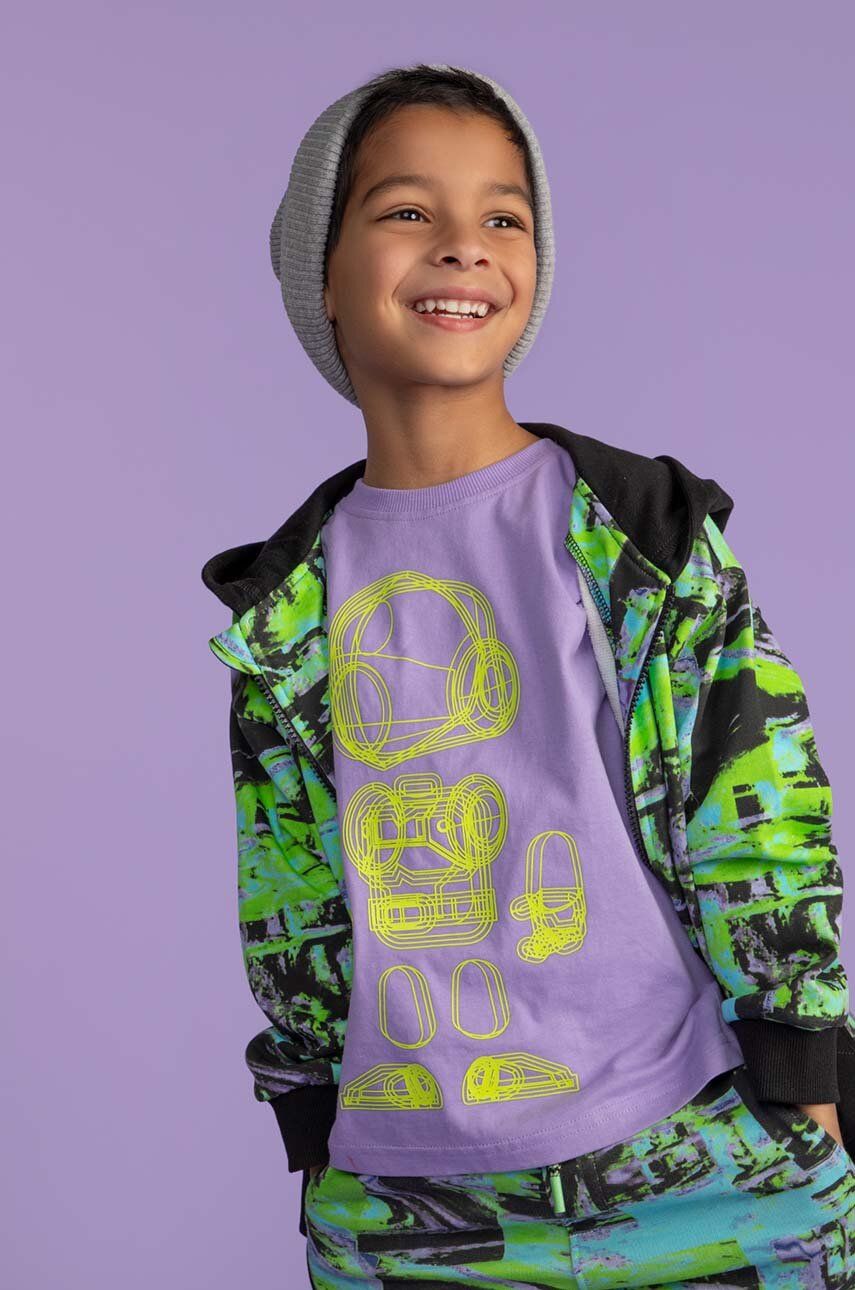 Coccodrillo tricou de bumbac pentru copii culoarea violet, cu imprimeu