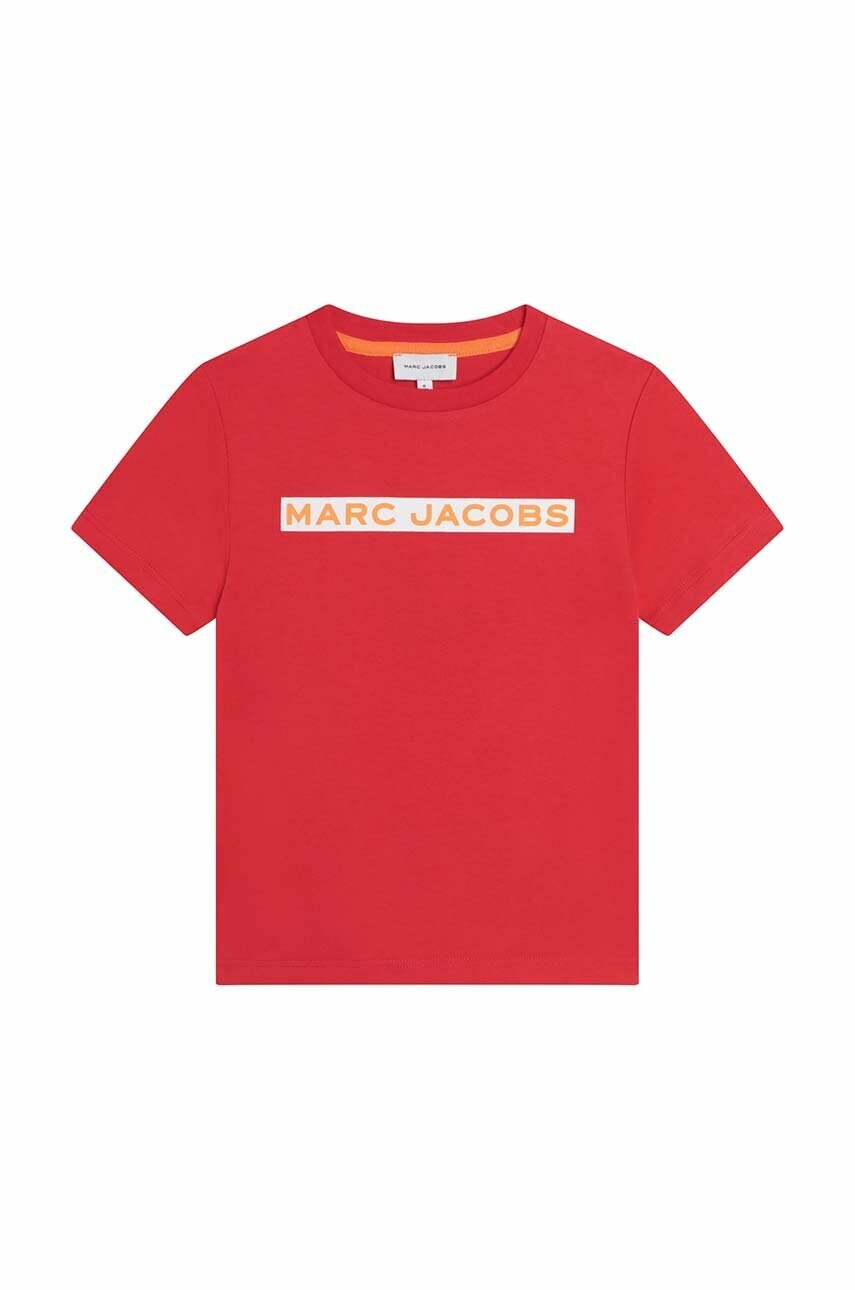 

Детская хлопковая футболка Marc Jacobs цвет красный с принтом