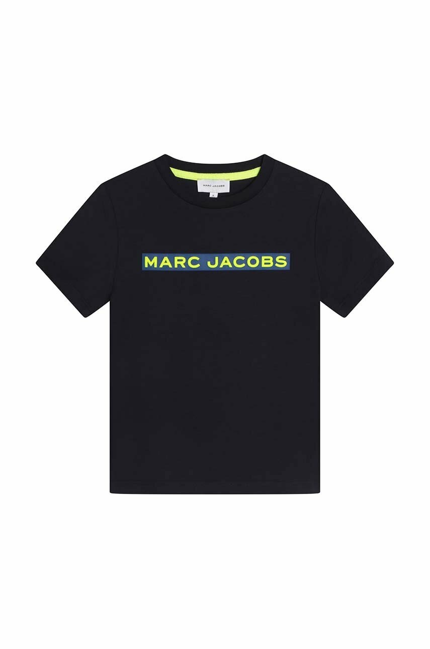 

Детская хлопковая футболка Marc Jacobs цвет синий с принтом