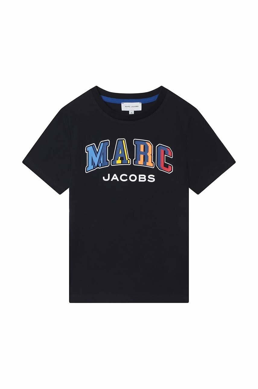 

Детская хлопковая футболка Marc Jacobs цвет синий с принтом