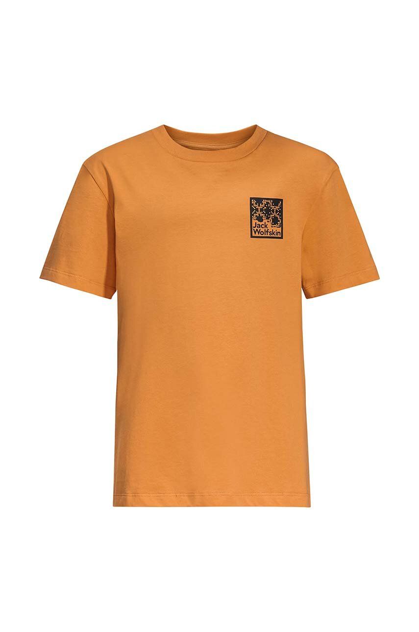 Dětské bavlněné tričko Jack Wolfskin TEEN EXPLORING T B žlutá barva, s potiskem - žlutá -  100 