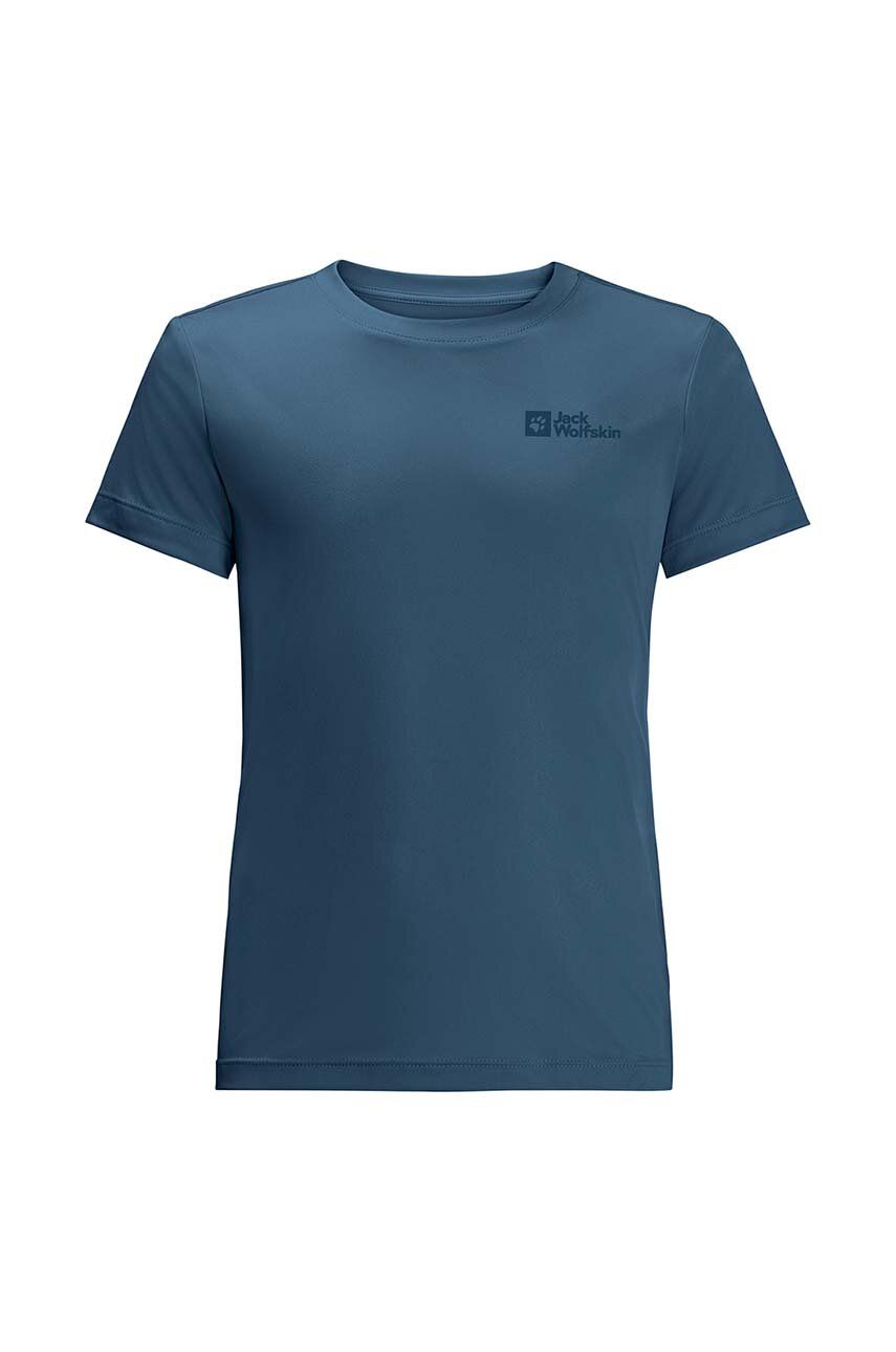 Jack Wolfskin tricou copii ACTIVE SOLID T K culoarea albastru marin, neted