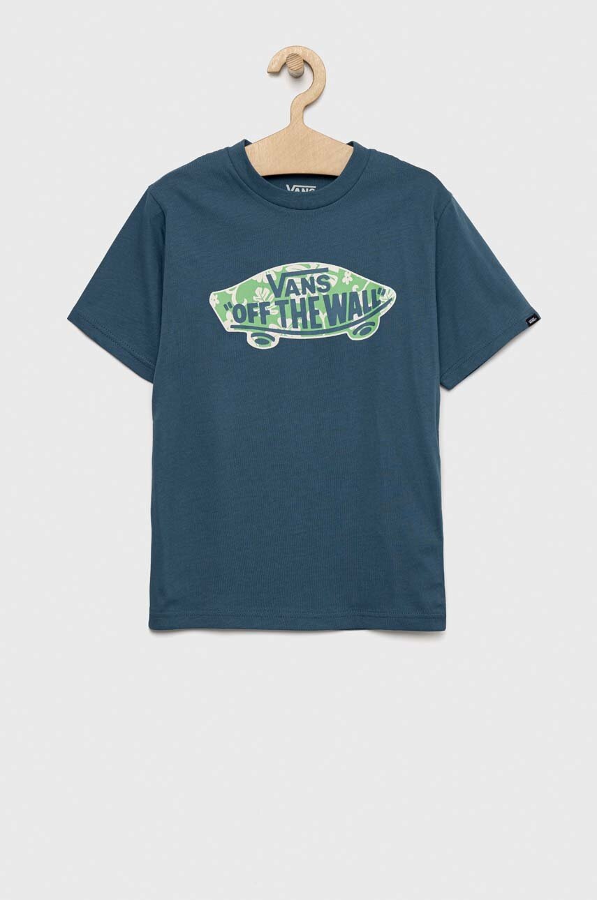 

Детская хлопковая футболка Vans BY OTW LOGO FILL BOY VANS TEAL/WATER с принтом