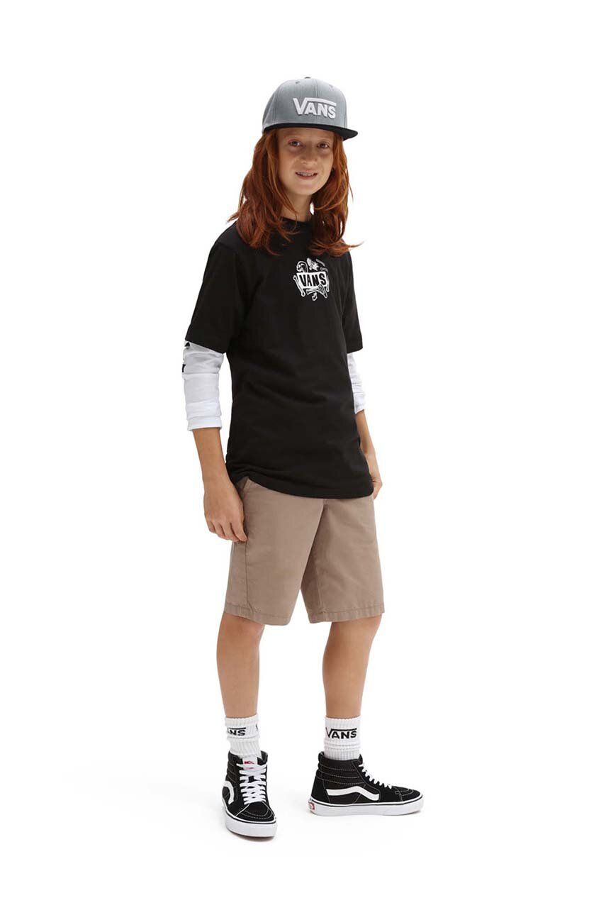 Dětské bavlněné tričko Vans BONE YARD SS Black černá barva, s potiskem - černá -  100 % Bavlna