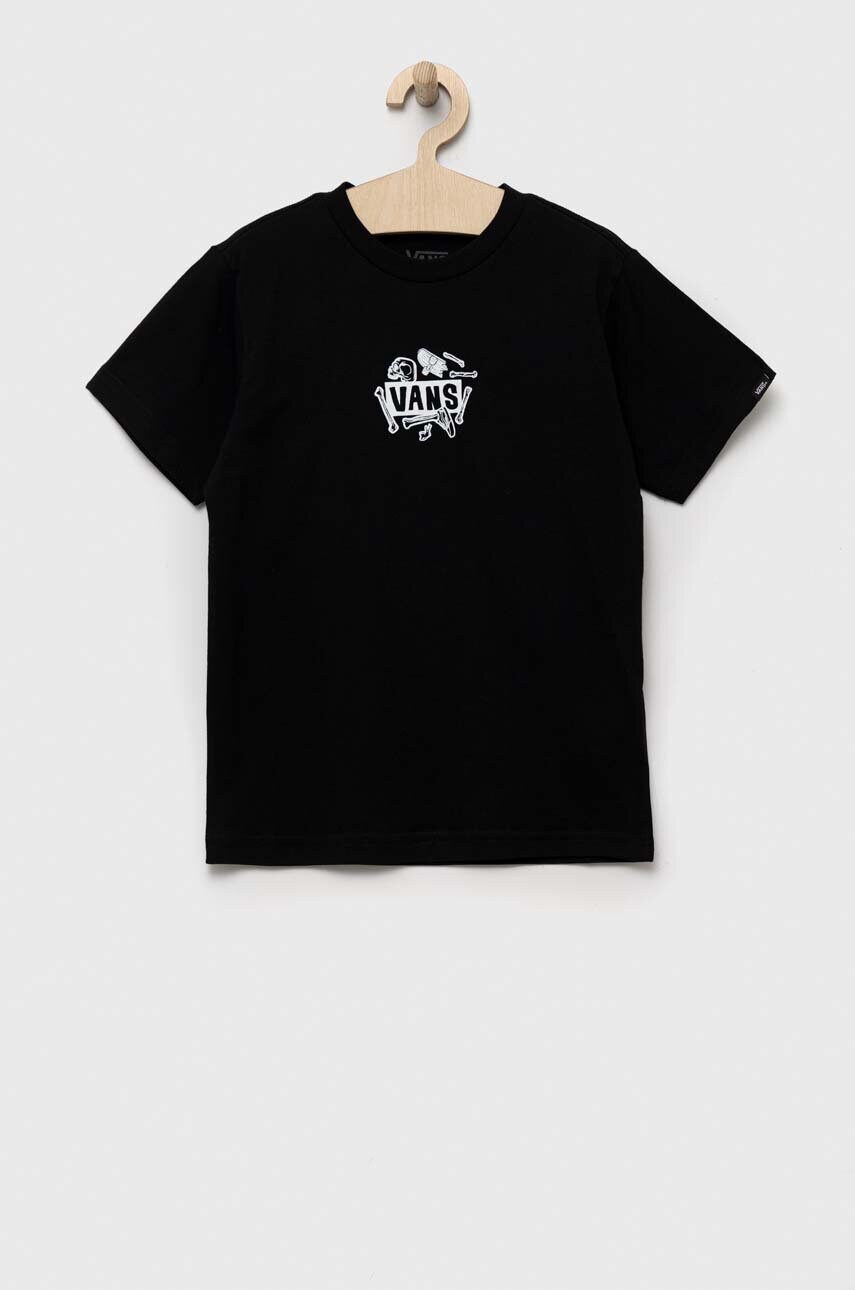 

Дитяча бавовняна футболка Vans BONE YARD SS Black колір чорний з принтом