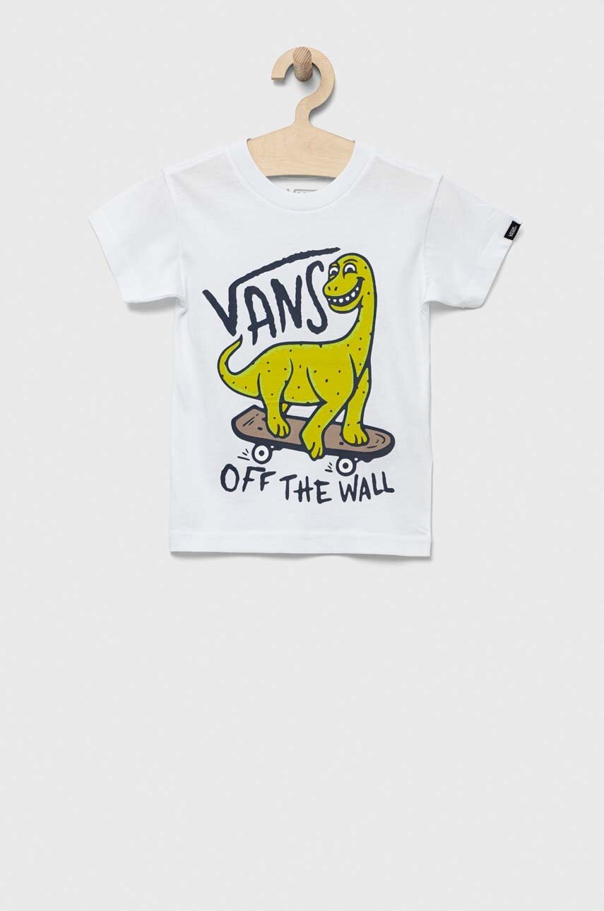 

Детская хлопковая футболка Vans DINOSK8 SS White цвет белый с принтом