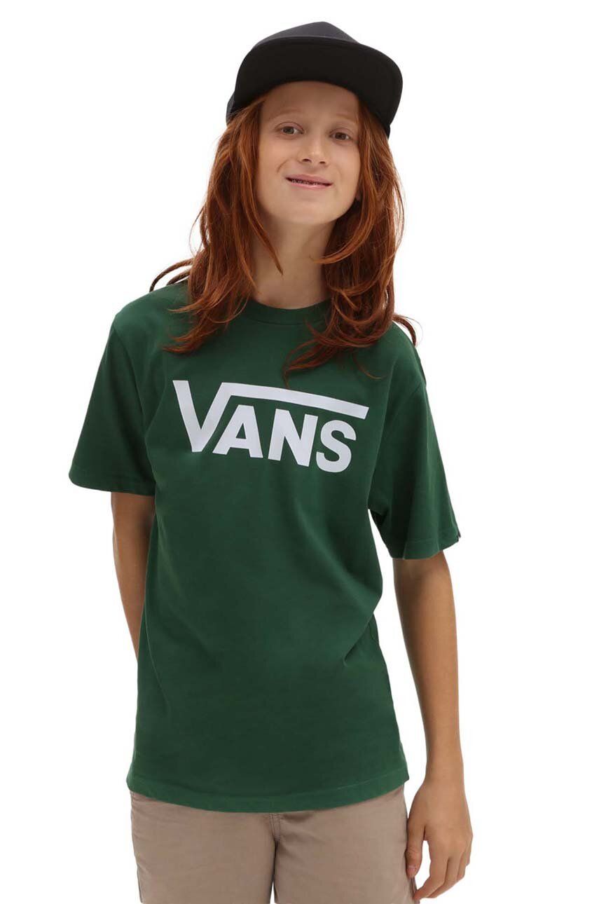 Vans tricou de bumbac pentru copii BY VANS CLASSIC BOYS EDEN/WHITE culoarea verde, cu imprimeu
