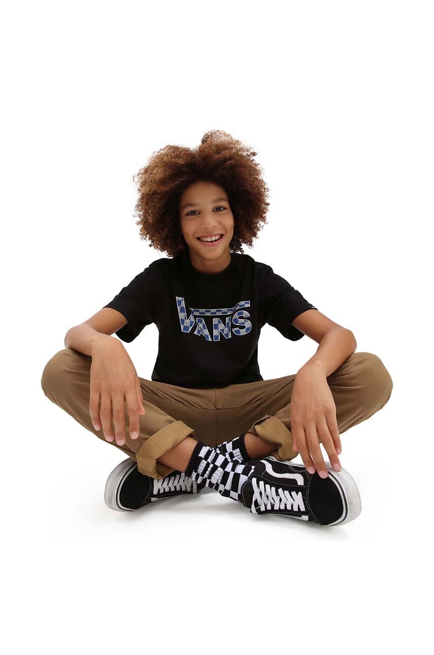 

Дитяча бавовняна футболка Vans BY VANS CLASSIC LOGO Black/True Blue колір чорний з принтом