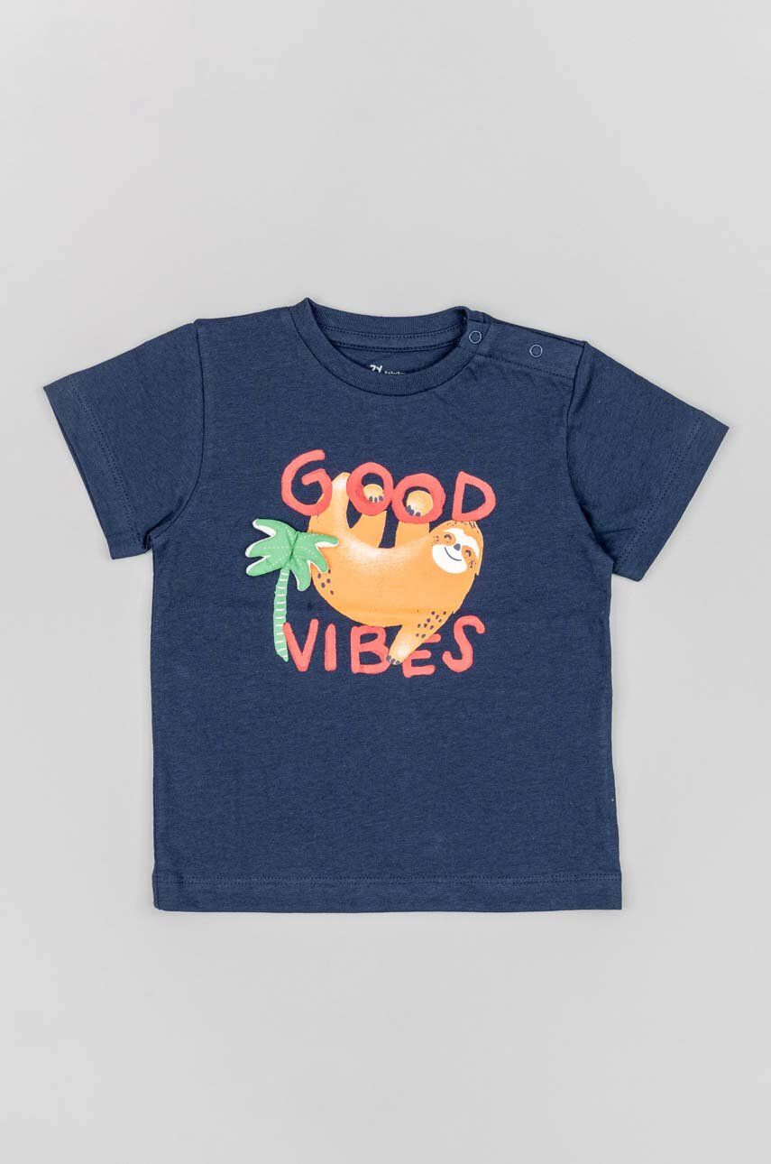 E-shop Bavlněné dětské tričko zippy tmavomodrá barva, s potiskem