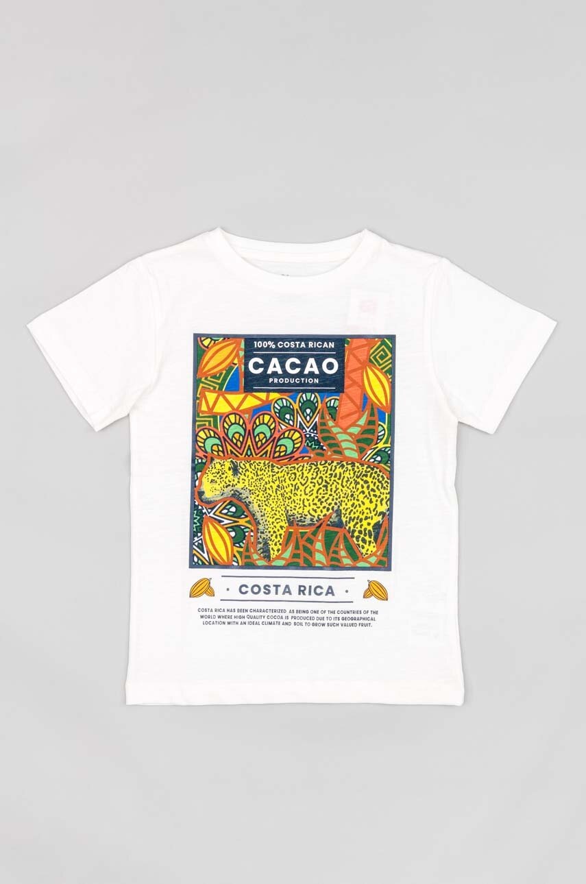 Детская хлопковая футболка zippy цвет белый с принтом