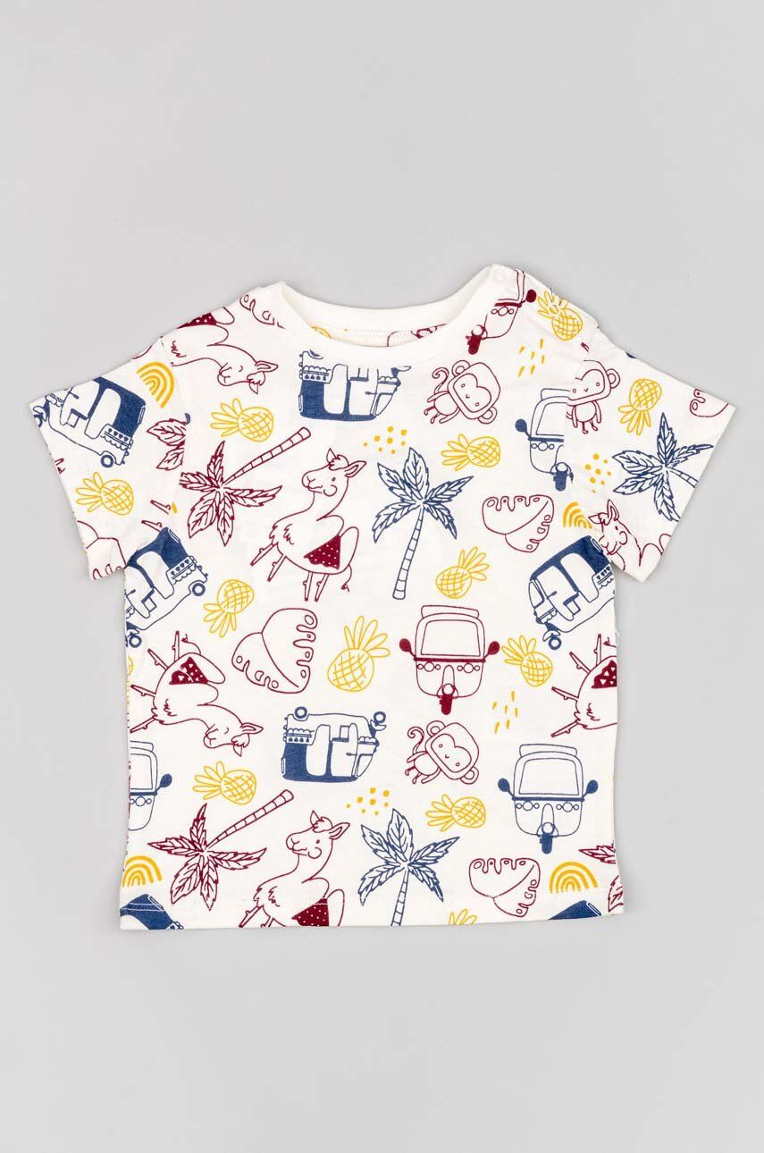 Levně Dětské bavlněné tričko zippy béžová barva, s potiskem