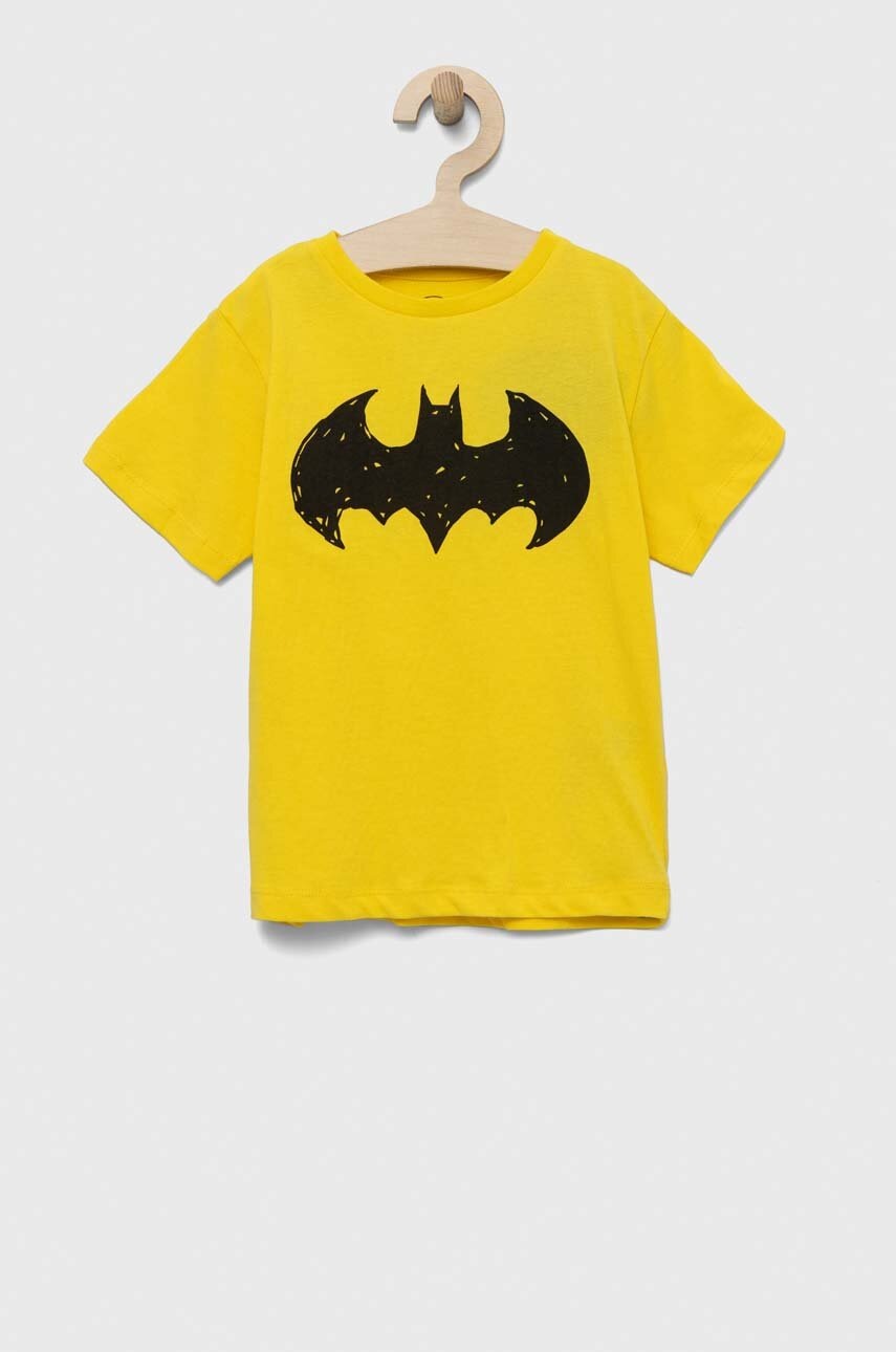 

Дитяча бавовняна футболка zippy x Batman колір жовтий з принтом