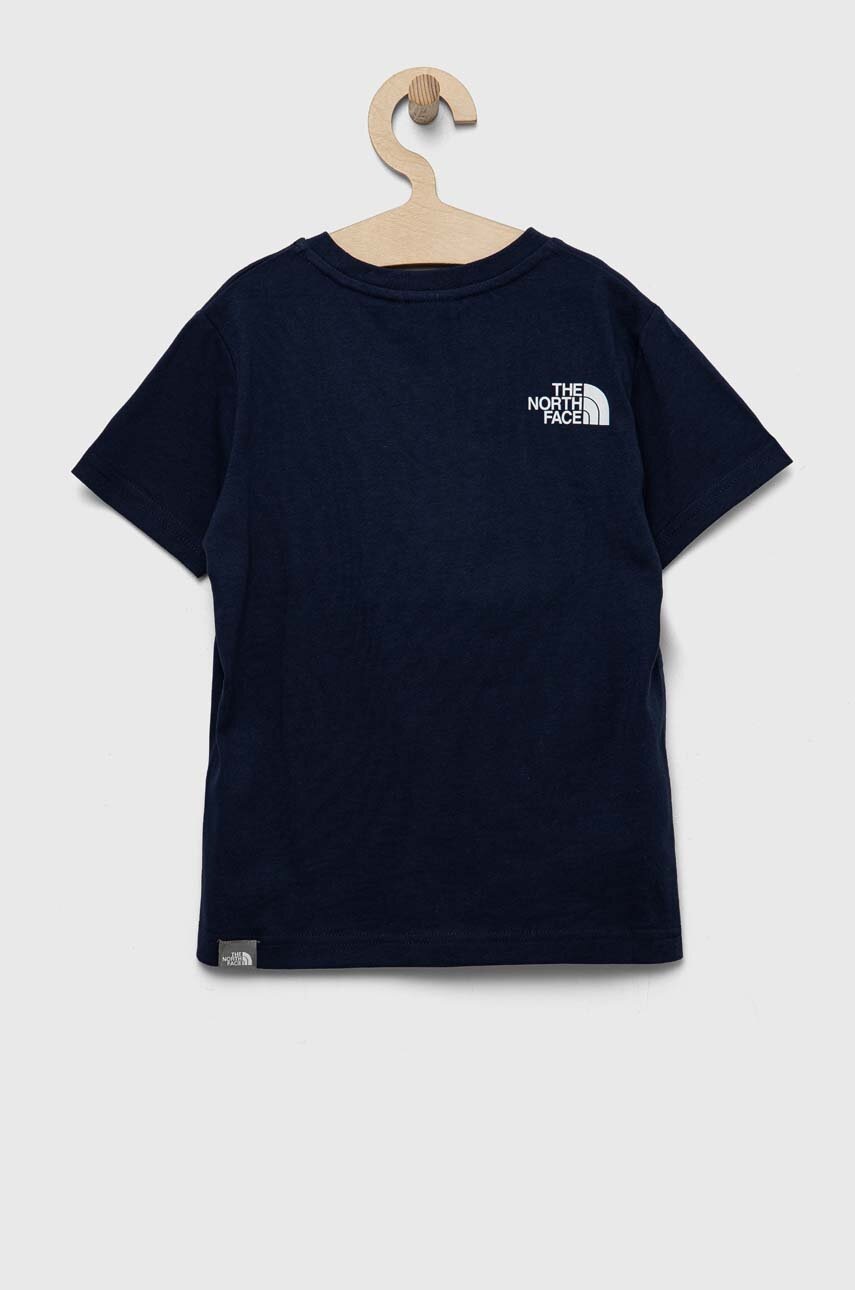 

Дитяча бавовняна футболка The North Face колір синій з принтом