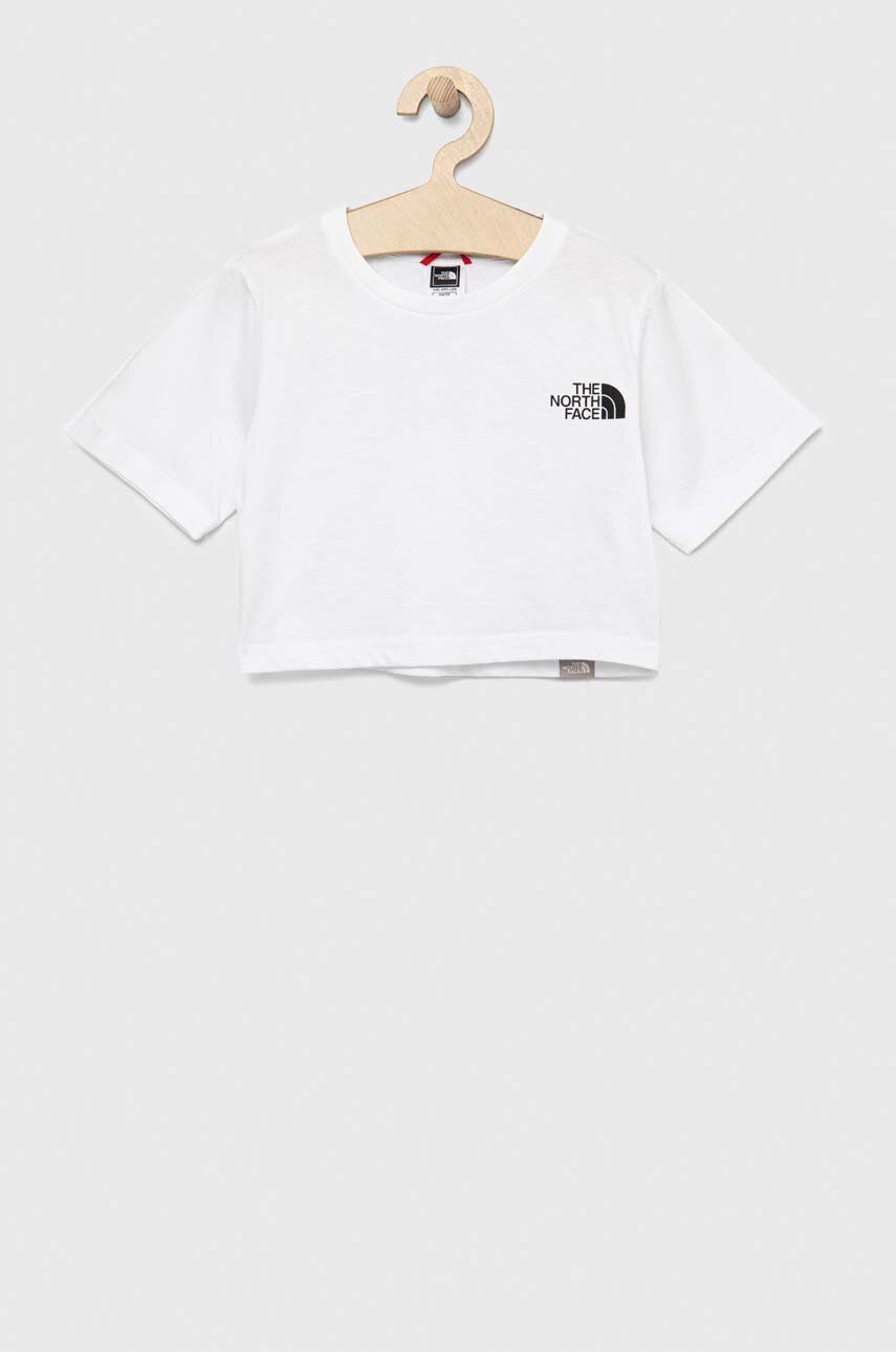 The North Face tricou de bumbac pentru copii culoarea alb, cu imprimeu