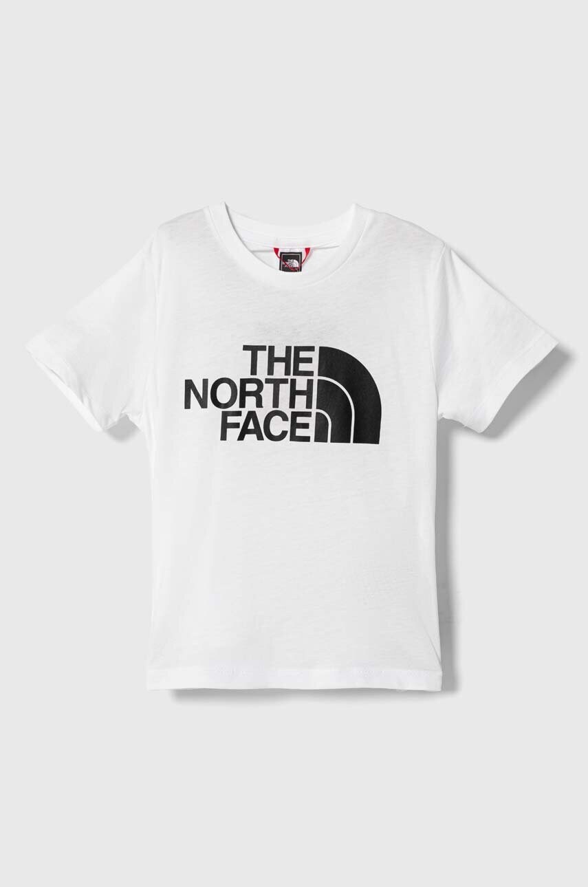 

Детская хлопковая футболка The North Face цвет белый с принтом