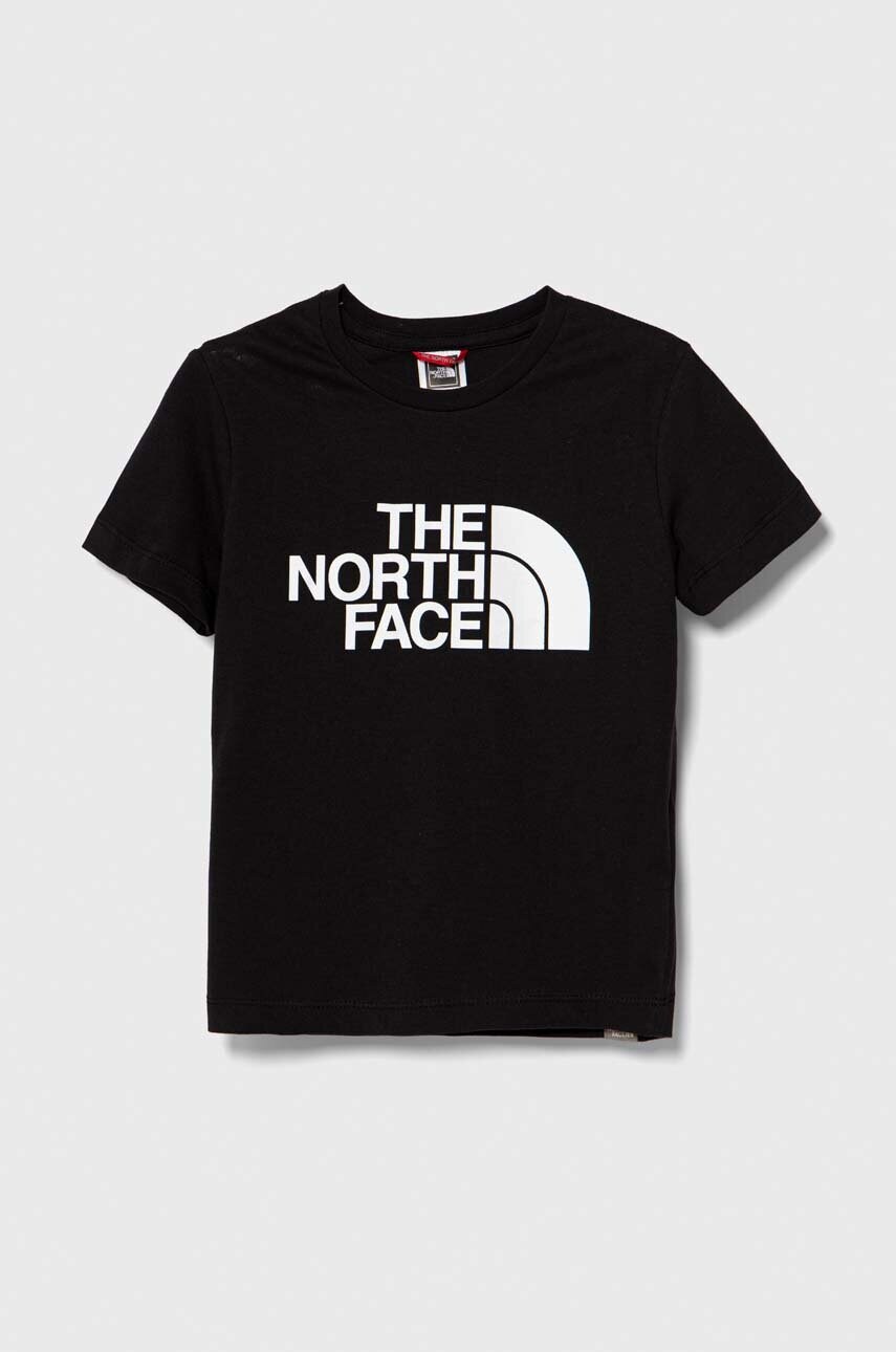 

Детская хлопковая футболка The North Face цвет чёрный с принтом