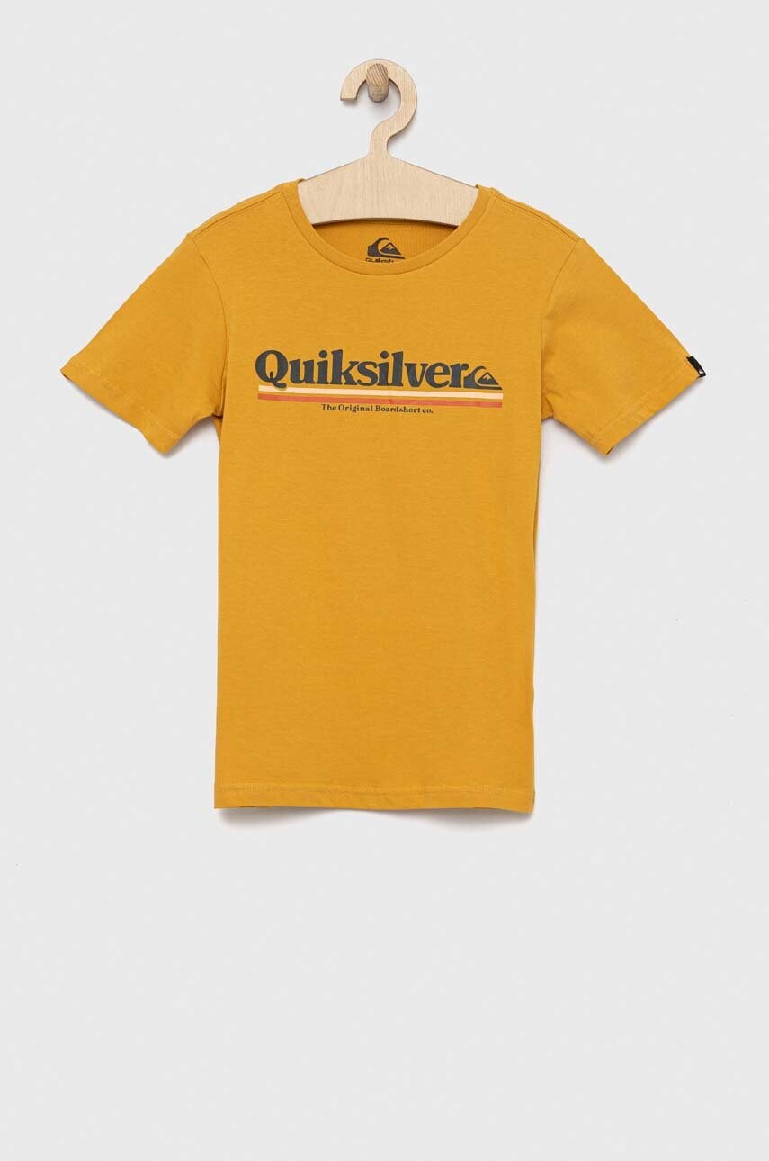 

Детская хлопковая футболка Quiksilver цвет жёлтый с принтом