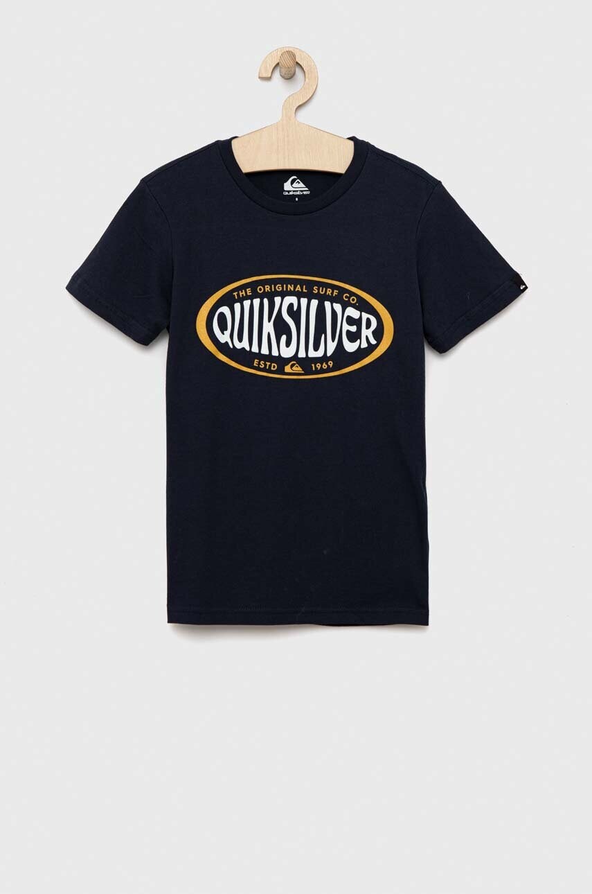 

Детская хлопковая футболка Quiksilver цвет синий с принтом