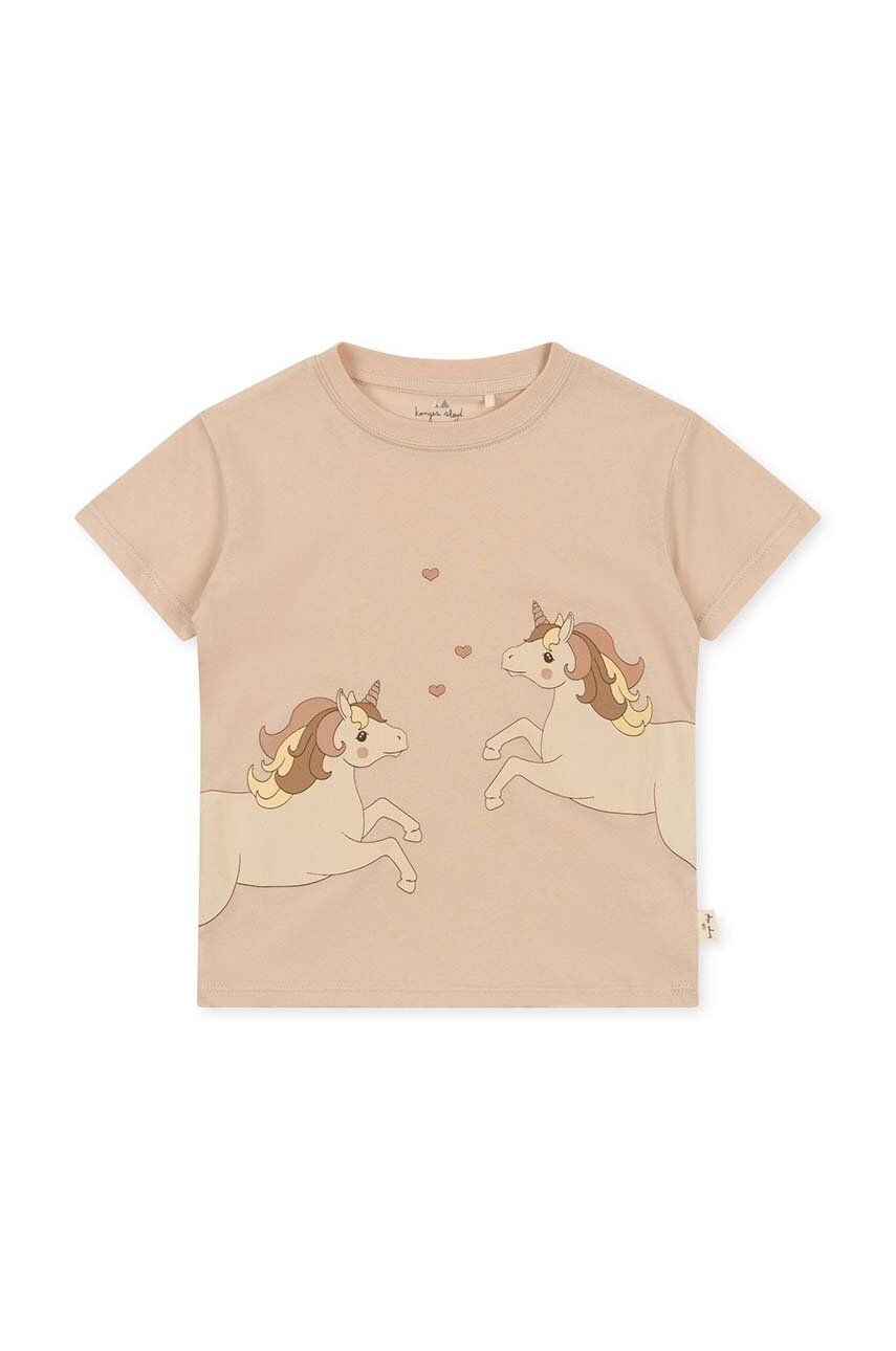 Levně Dětské bavlněné tričko Konges Sløjd růžová barva, s potiskem
