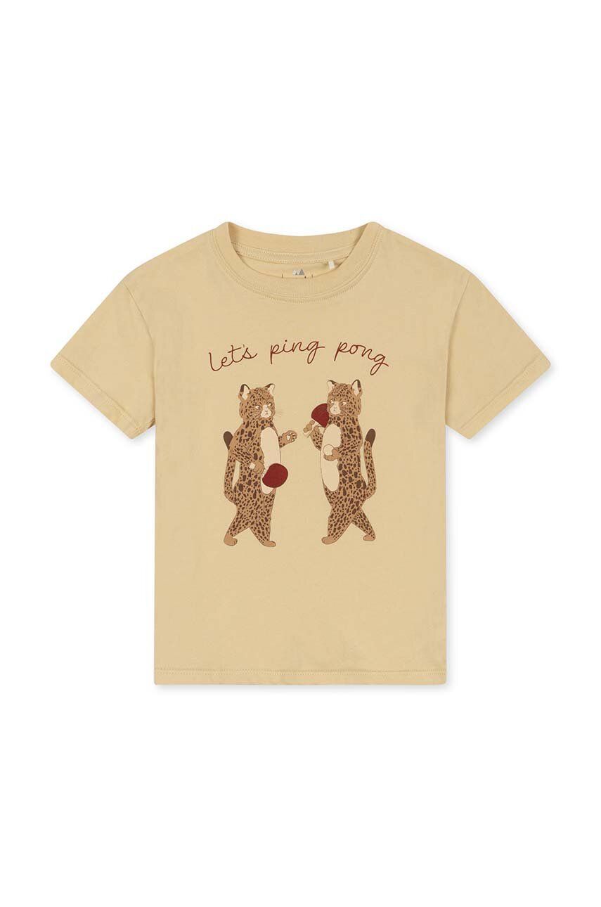 Konges Sløjd tricou de bumbac pentru copii culoarea bej, cu imprimeu