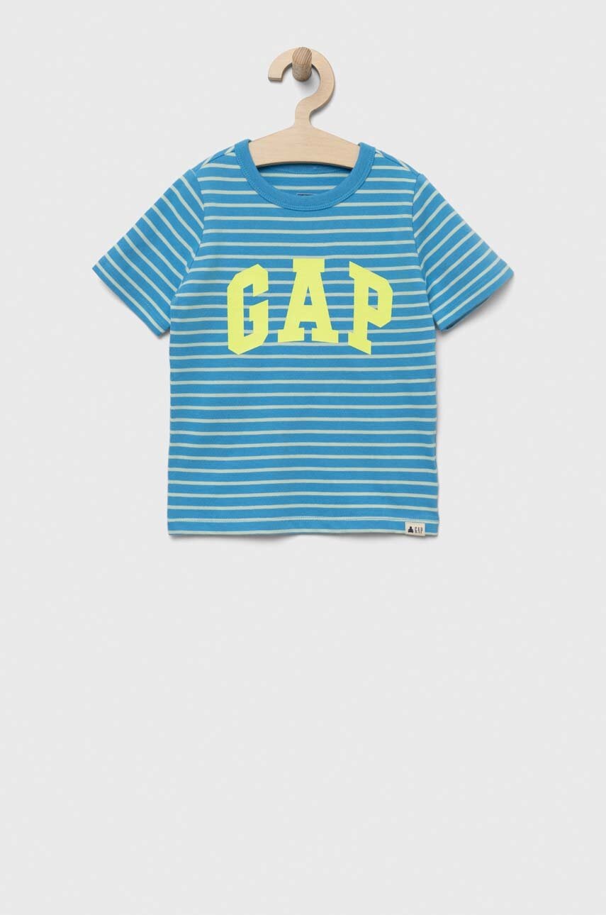 

Детска памучна тениска GAP в синьо с принт, Син
