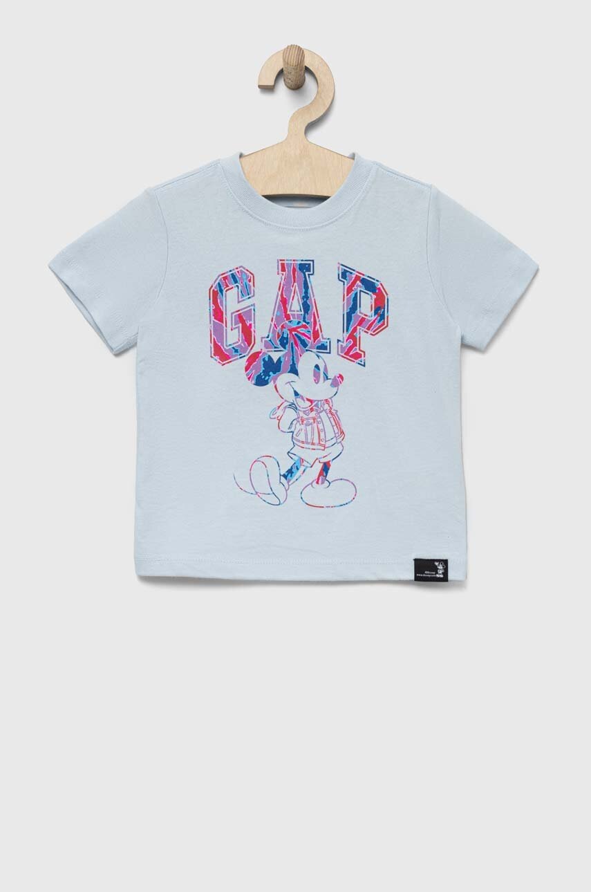 

Детска памучна тениска GAP x Disney в синьо с принт, Син