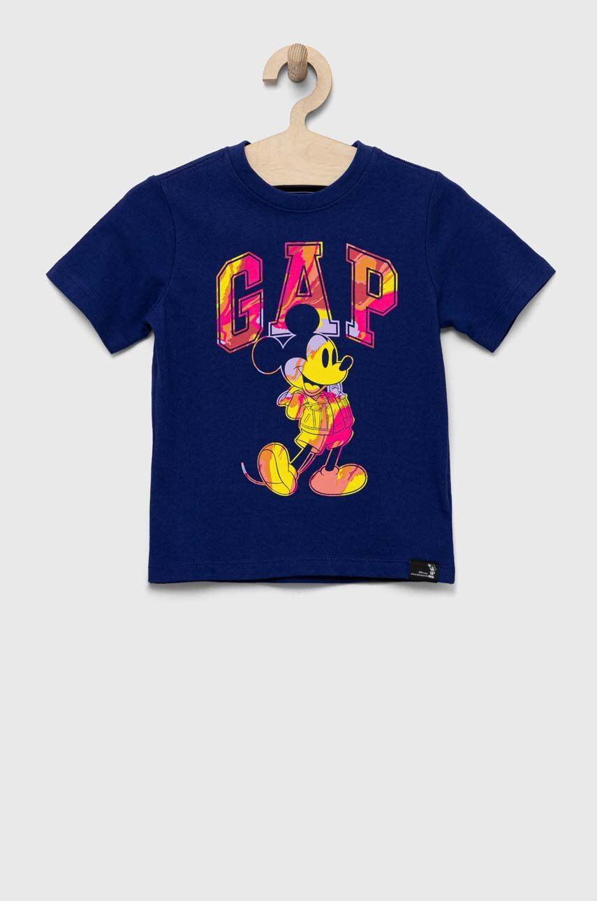 Dětské bavlněné tričko GAP x Disney tmavomodrá barva, s potiskem - námořnická modř -  100 % Bav