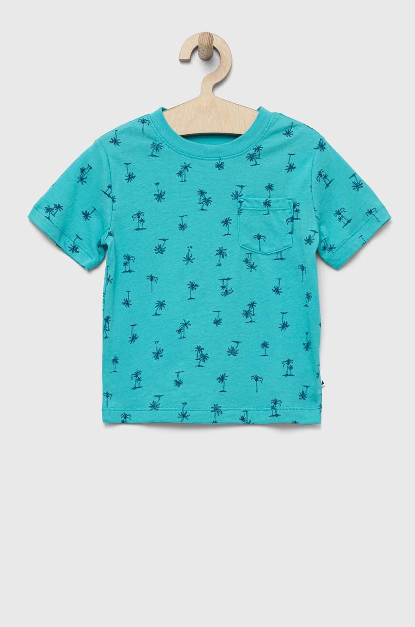 Dětské bavlněné tričko GAP tyrkysová barva - tyrkysová -  100 % Bavlna