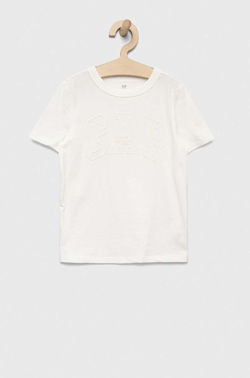 

Детска памучна тениска GAP в бяло с принт, Бял