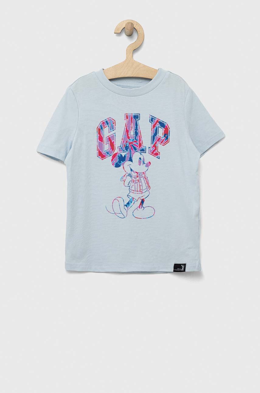 

Детска памучна тениска GAP в синьо с принт, Син