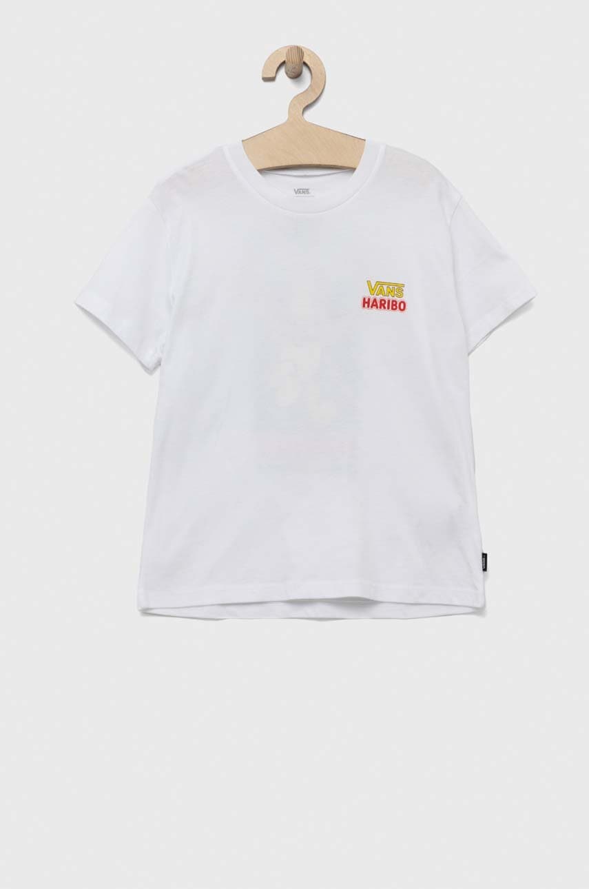 Детская хлопковая футболка Vans x Haribo цвет белый с принтом в Полтаве Детская хлопковая футболка Vans x Haribo цвет белый с принтом в Полтаве