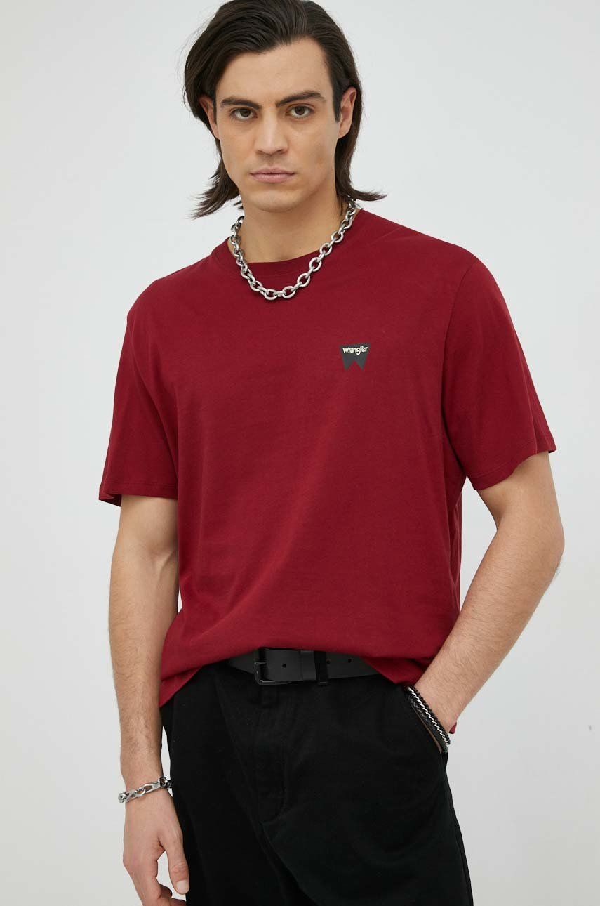 Wrangler t-shirt bawełniany kolor czerwony gładki
