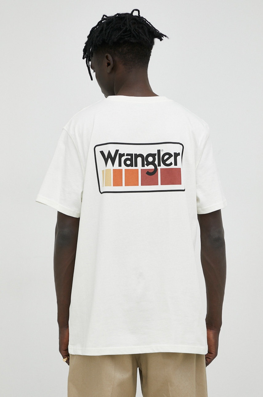 

Памучна тениска Wrangler в бежово с принт, Бежов