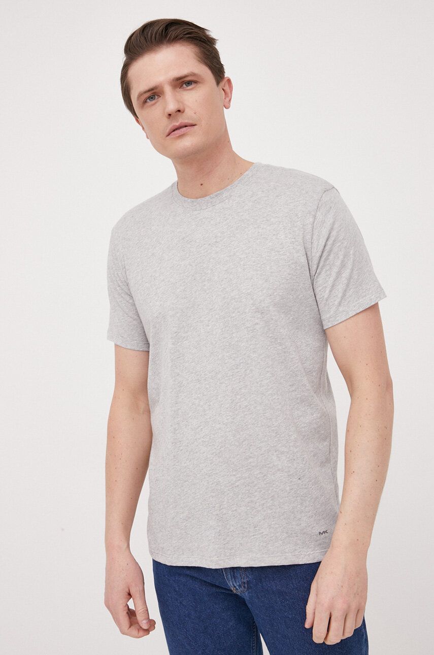 Levně Bavlněné tričko Michael Kors 3-pack šedá barva