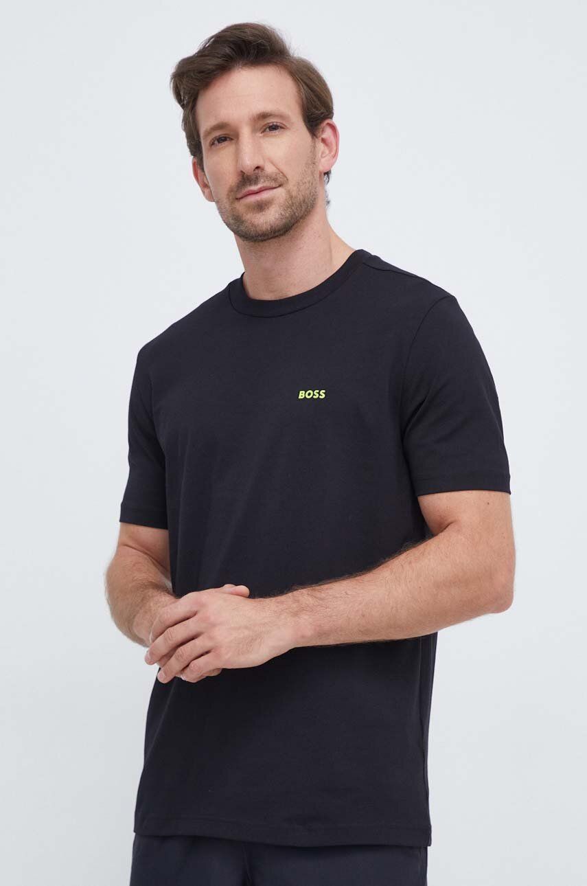 BOSS tricou BOSS GREEN barbati, culoarea negru, cu imprimeu