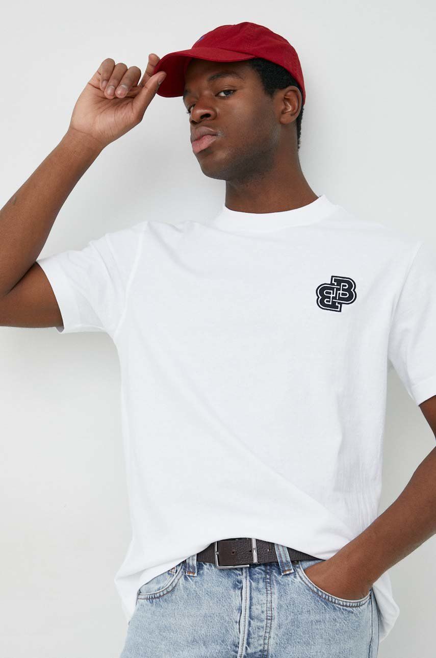 BOSS tricou din bumbac BOSS ORANGE culoarea alb, cu imprimeu Alb imagine noua