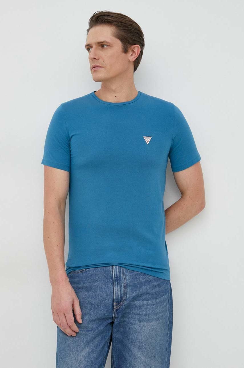 

Футболка Guess мужской цвет синий однотонный